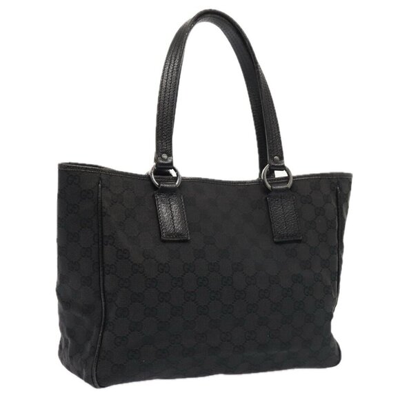 GUCCI GG Canvas Tote Bag Black 113017 Auth - Picture 1 of 15